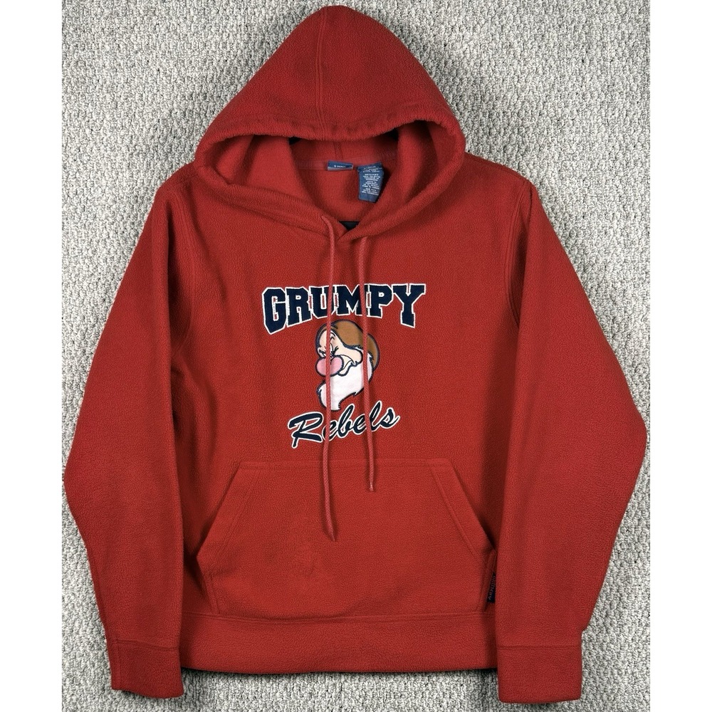 Disney Grumpy Rebels Fleece Hoodie Pullover Red Medium Snow White Dwarf
